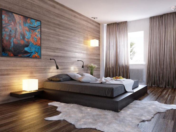 contemporary-small-bedroom-design-featuring-interesting-wooden-wall