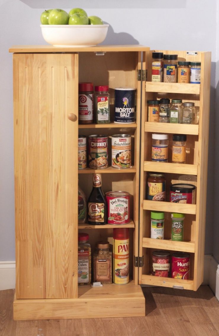 kitchen-furniture-natural-polished-birch-wood-medium-narrow-pantry-cabinet-with-swing-door-having-spicy-racks-inside-placed-on-hickory-hardwood-floor-portable-kitchen-pantry-cabinets-840x1287