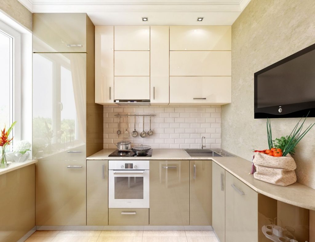 Дизайн кухни 6 кв.м фото в хрущевке с холодильником угловая